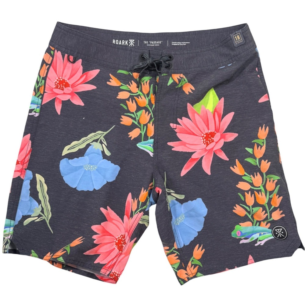 Roark The Passage Boardshorts Mens 28 Floral Bird Print 18" Outseam
